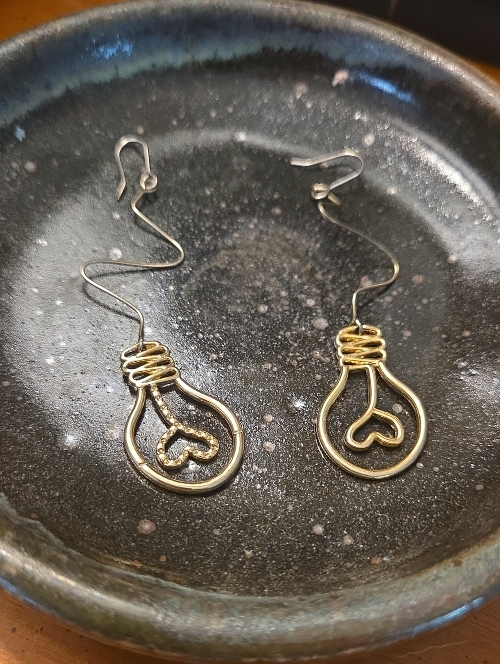 Gold-Tone Heart Filament Drop Earrings - Women's Jewelry